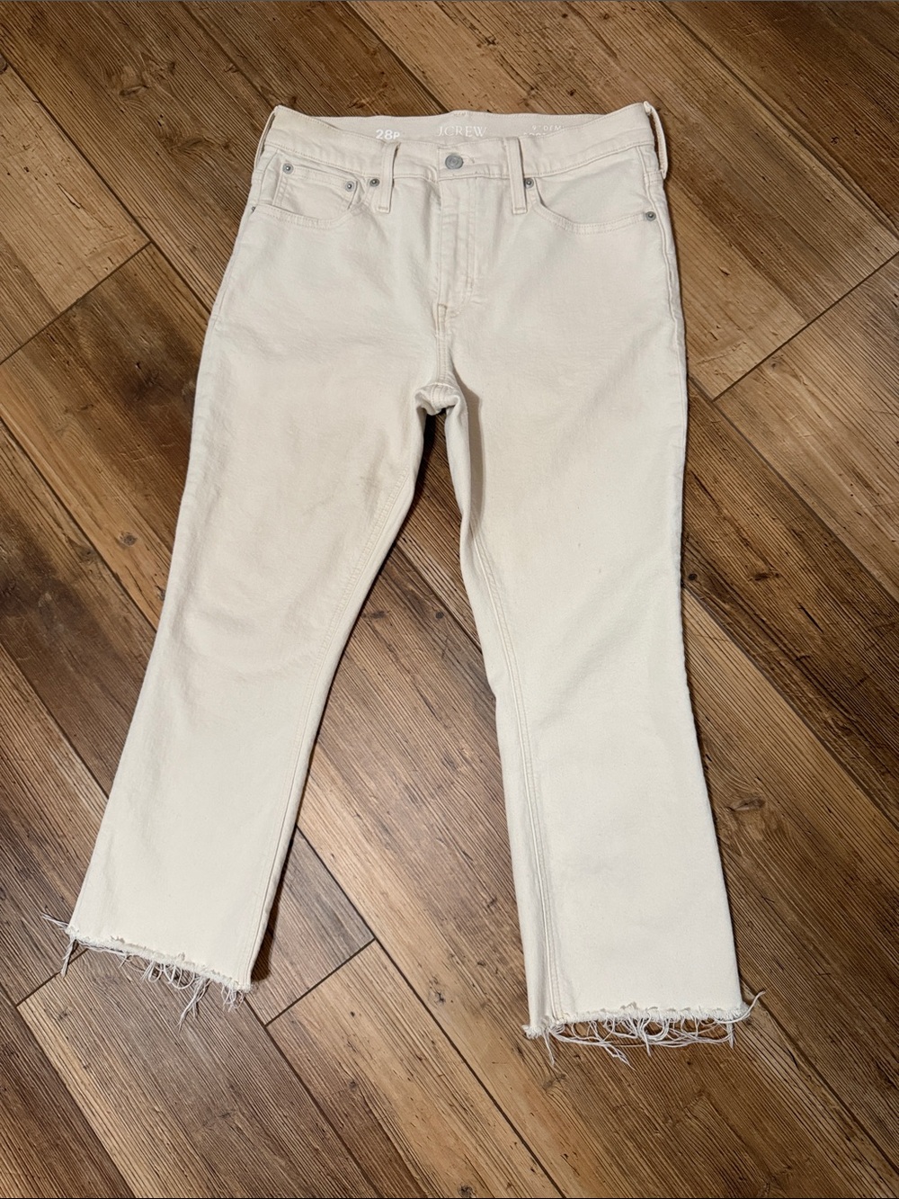 J. Crew Off-White 9" Boot Crop Jeans with Raw Hem
